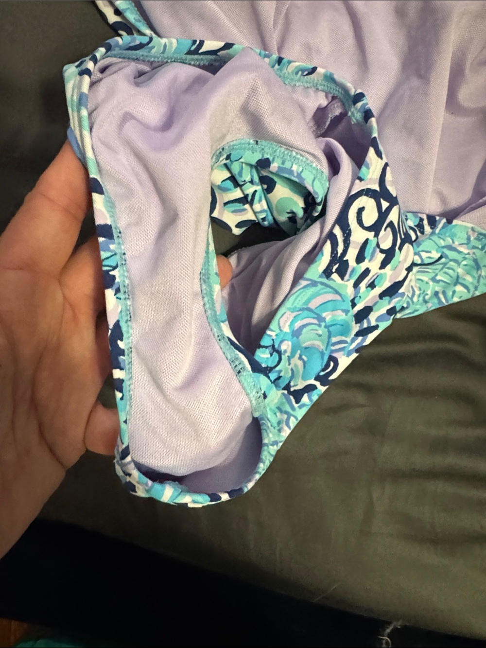 Lilly Pulitzer Turquoise Navy Floral One-Piece Swimsuit - Picture 8 of 8